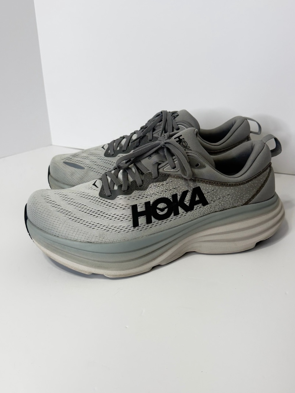 Hoka Neutral Cushioned Running Shoes in Light Gray with Black Logo Men’s